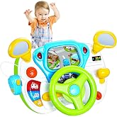 fisca Toddler Steering Wheel Toy Children Interactive Learning Toy for Toddler 1-3 Year Old, My First Driving Educational Musical Toys with Light and Sound for Preschool