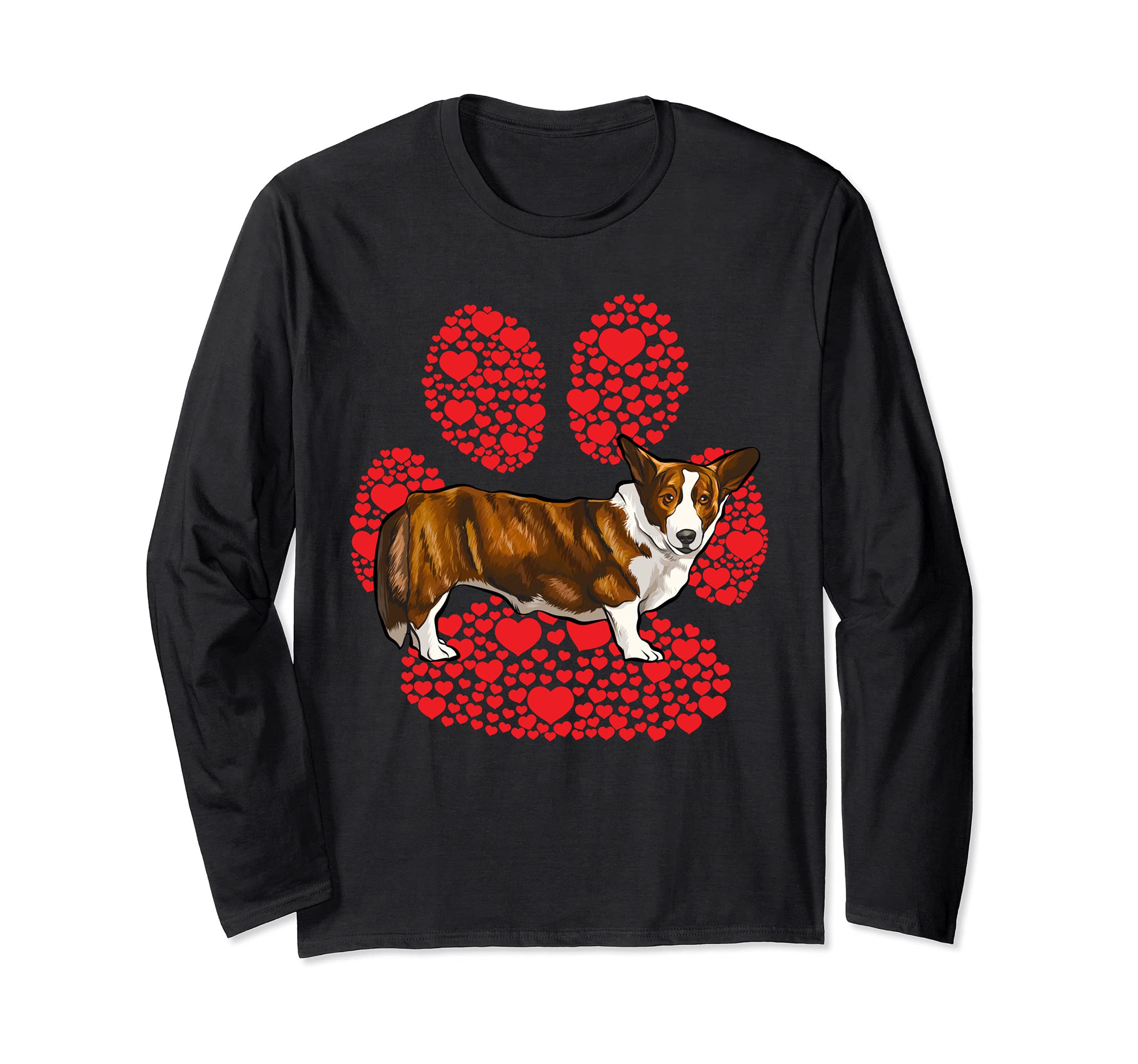 Cardigan Welsh Corgi Valentines Day Dog Love Paw Long Sleeve T-Shirt