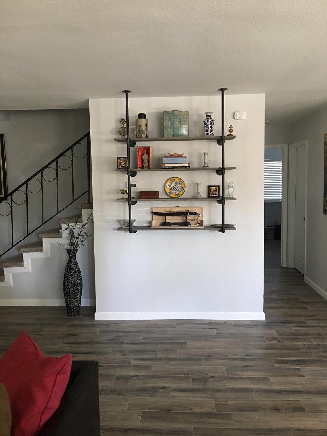Industrial Retro Wall Mount Iron Pipe Shelf Hung Bracket Diy Storage Shelving Bookshelf (2 pcs): Kitchen & Dining