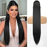 ORSUNCER Drawstring Ponytail Extension, Long Straight Pony Tails Hair Extensions Natural Soft Clip in Ponytail for Women Synthetic Hairpieces Black