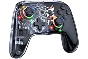 CRISTACON Switch Wireless Controller, Switch Pro Controller 8 Color Adjustable LED Hue Light, Controller Compatible With Switch/Switch OLED/Switch Lite, Support Turbo/Remote Wake-up