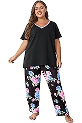 Vozanet Women's Pajama Sets Short Sleeve with Long