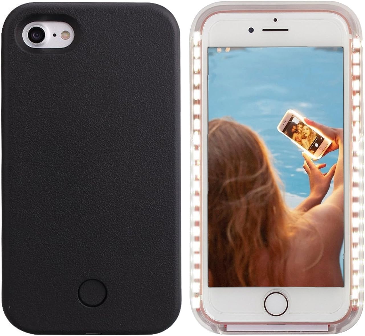 Amazon Com Iphone 7 Case Wellerly Led Illuminated Selfie Light Cell Phone Case Cover Rechargeable Light Up Luminous Selfie Flashlight Case For Iphone 7 4 7inch Black