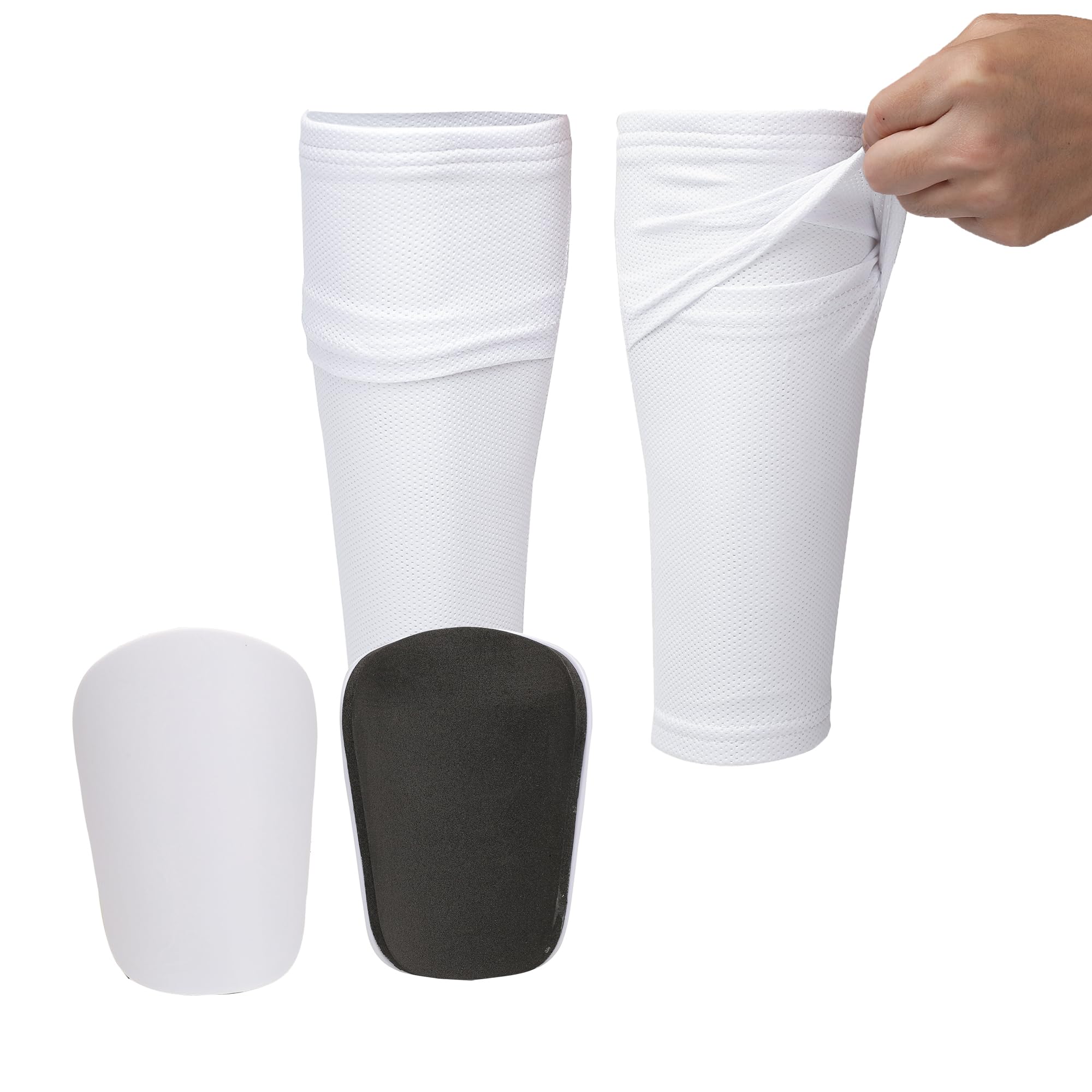 Pinellia Soccer Shin Guards for Kids and Adults,Men Women Shin Guards Sets with Sleeve & Pads,Football Protector Gear for Age 4-6 8-10 10-12(WhiteSet,Kids)