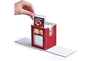 ZLCA MTG Deck Box with Commander Window Display, Trading Card Storage Box Holds 100 Double-Sleeved Cards Suitable for TCG/CCG/PTCG/EDH/Magic/Sport Cards (Red&White)