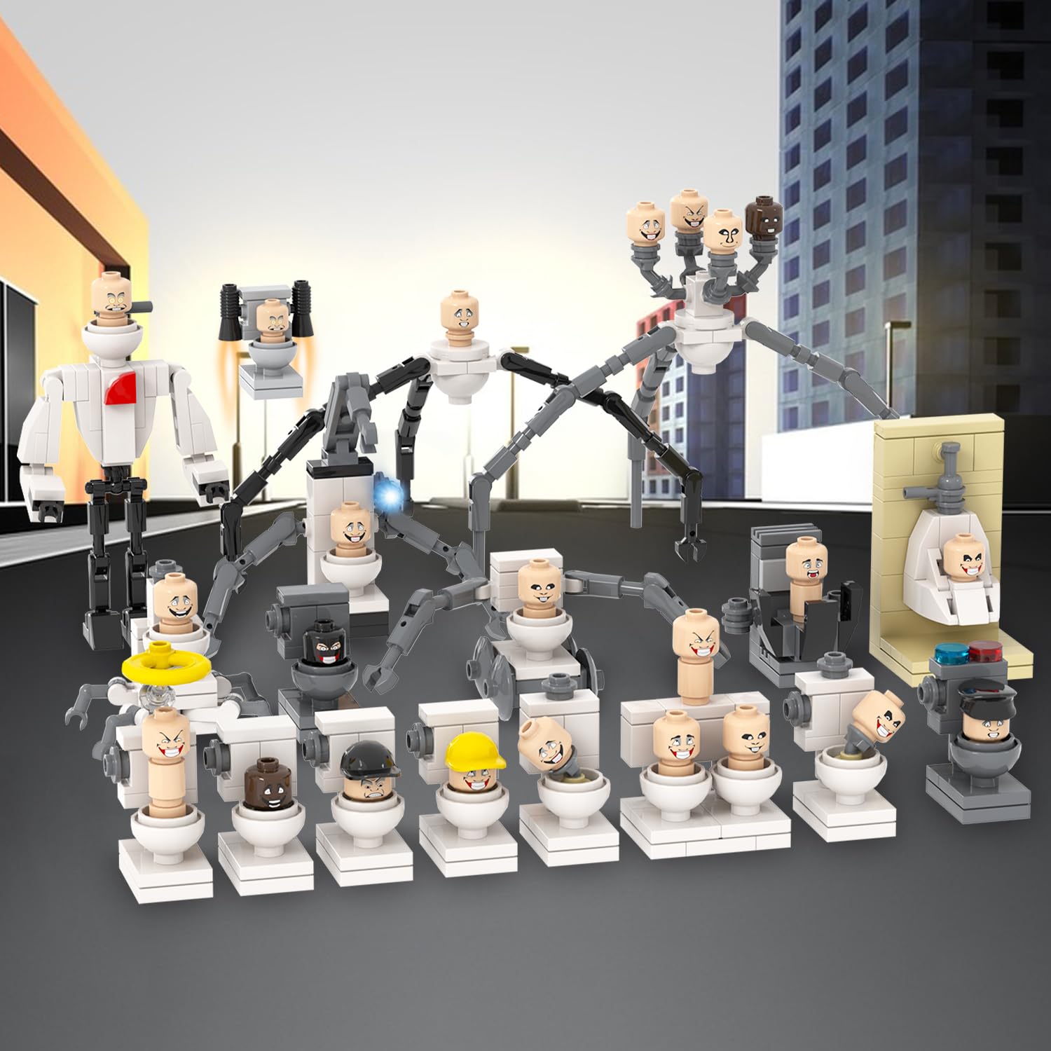 MOOXI-MOC Skibi Man Minifigs Building Set,Creative Cute Building Blocks Children Kits,Gifts for Kids(396pcs)