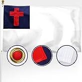 XIFAN Premium Christian Flag 4x6 ft Outdoor, Large Double Sided Heavy Duty 210D Nylon Embroidered Cross Flag for Jesus Faith, Easter Day Decoration for Outside Pole, Classroom, Church