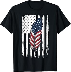 Feather USA Flag Native American T-Shirt