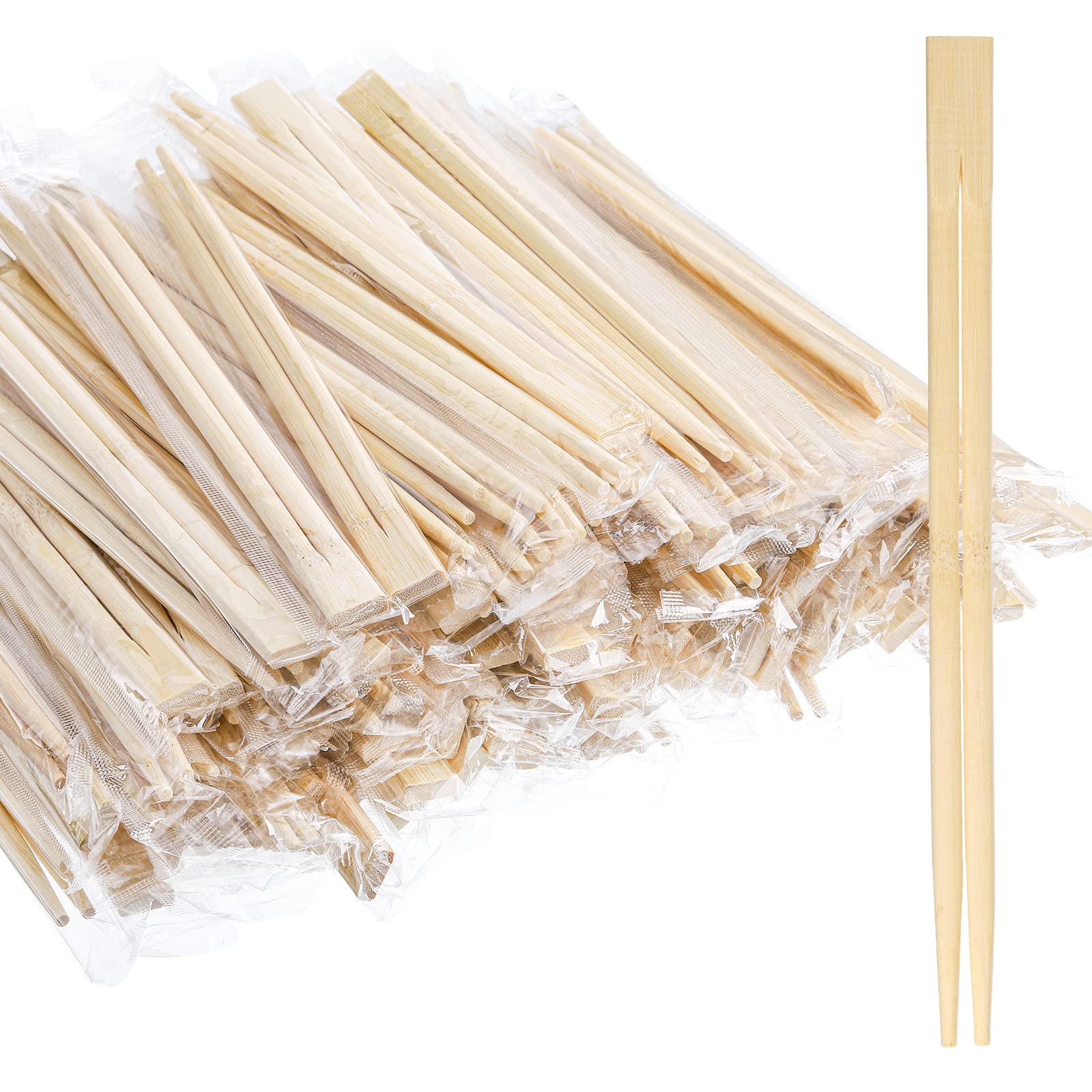 Hiceeden 360 Pairs Disposable Bamboo Chopsticks, 21cm Individually Wrapped Chopstick Bulk for Take-Out Orders, Restaurants, Picnics, Clear Sleeve Film