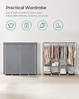 SONGMICS Clothes Wardrobe Portable Closet with 4 Hanging Rails Grey 170 x 45 x view 3