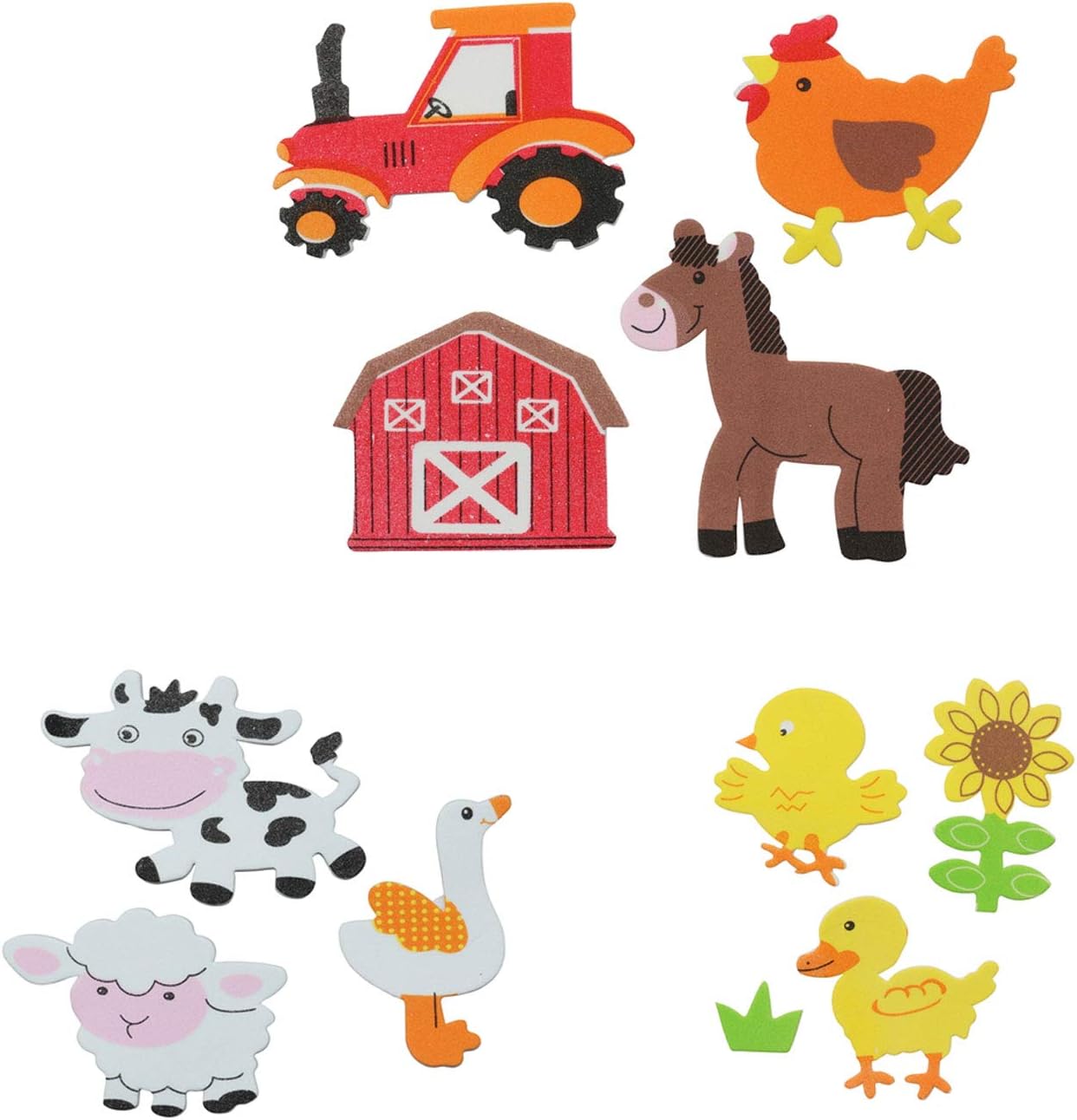 Glorex 6 2247 708 Foam Rubber Stickers Farmyard Self-Adhesive Pack of 29 Assorted Designs Ideal for Decorating and Decorating Greeting Cards Scrapbooking