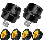2 Pcs 1/2" Thread Air Compressor Silencer Filter, 20mm Metal Noise Muffler, Intake Filter Replacement for Generators, Blowers, Exhaust Ports, Air Compressor Parts