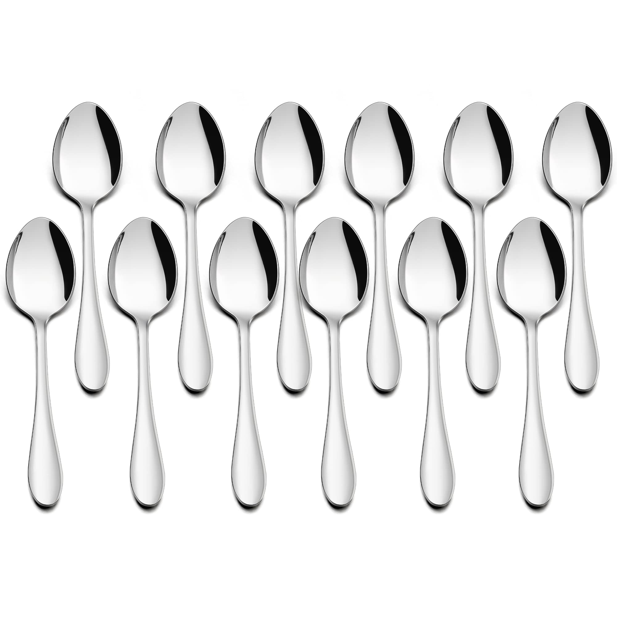 Herogo Teaspoons, Stainless Steel Teaspoons Set of 12, 14 cm Coffee Spoon for Home, Kitchen, Restaurant, Ideal for Coffee, Tea, Dessert, Mirror Finish & Durable, Dishwasher Safe, Metal Silver