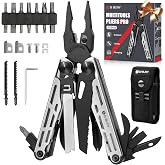 BIBURY Multitool Pliers with 440A Knife &amp; Full Size Scissors, BI2045B | 31-in-1 Multi Tool with Replaceable Wire Cutters, Self-locking EDC Tool with Sheath, Ideal for Outdoor, DIY, Gift for Men