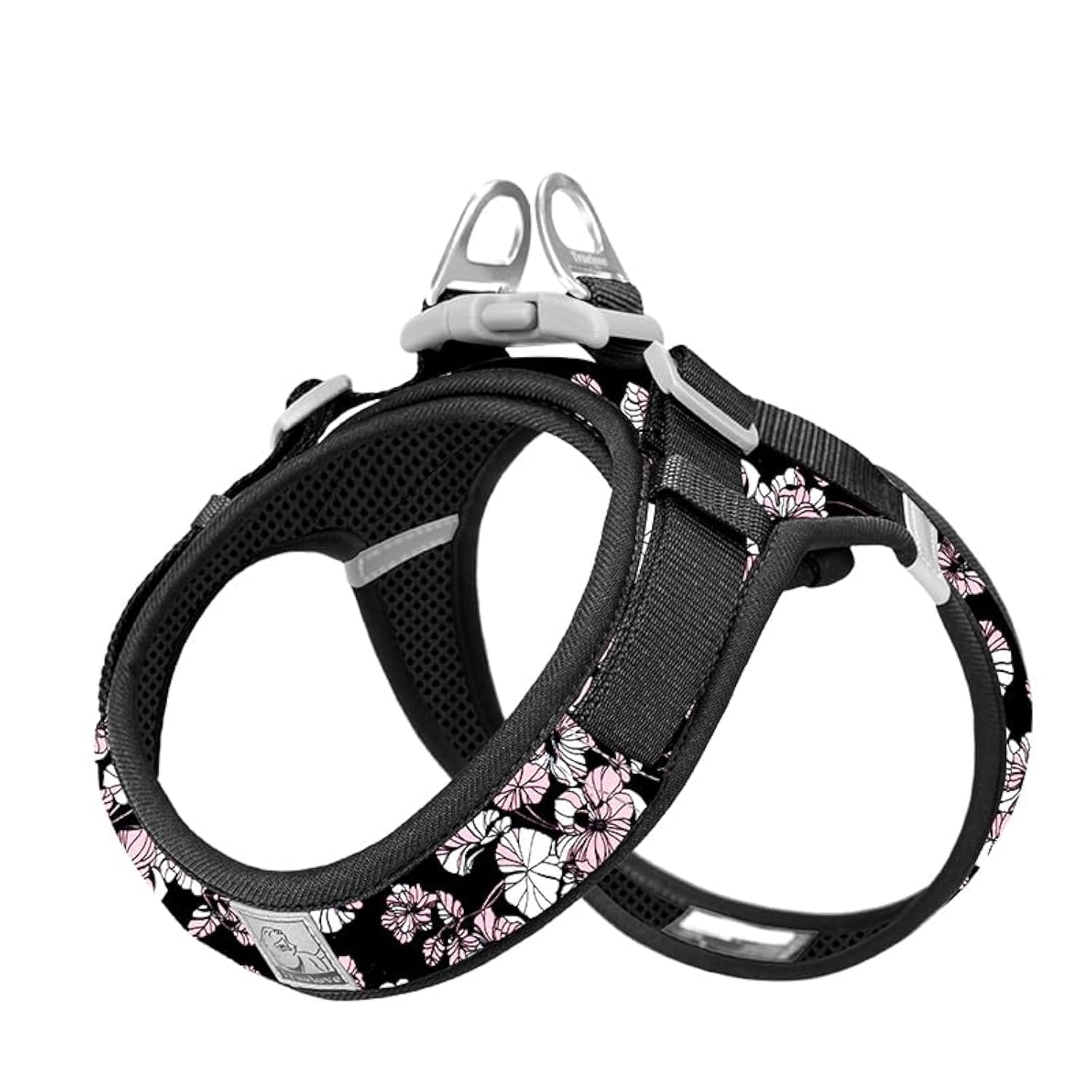 WINHYEPET Truelove Dog Harness Soft Mesh Reflective Breathable Step-In Dog Harness,Easy Adjustment Harness with Safety Buckle for Extra Small and Small Dogs, Vest Harness TLH3013(Flower Black,M)