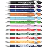 Colarr 12 Pcs Employee Appreciation Pen Ballpoint with Stylus Tip Pen 1.0 mm Black Ink Multicolor Smooth Motivational 2 in 1 Ballpoint Supplies for Christmas Coworker Gift (You're Awesome)