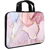 XMBFZ 15.6" Laptop Sleeve 14" 15" 15.4" Chromebook Case Ultrabook Case Notebook Sleeves PC Messenger Bag (Pink Marble)