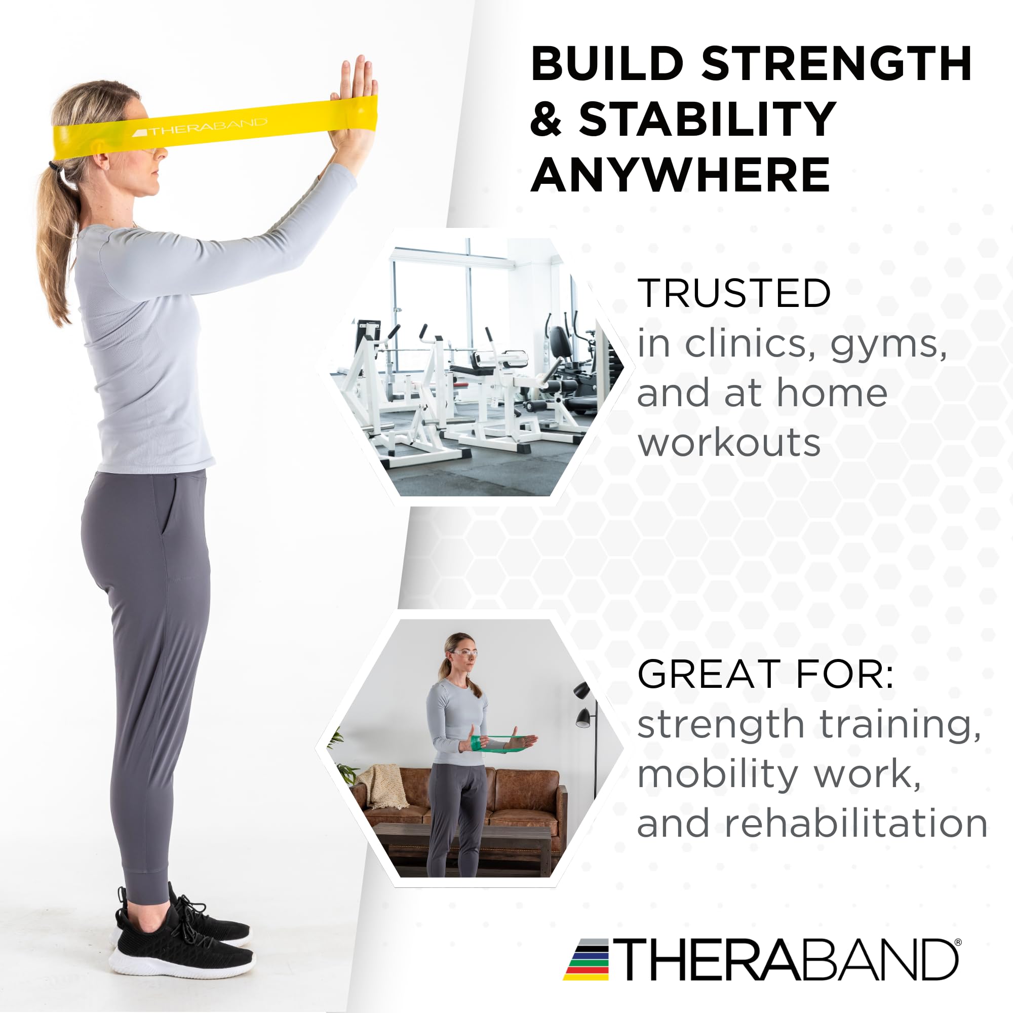 THERABAND Resistance Band Loop Set, Resistance Bands for Kids, Band Loop Kit for Workouts, Beginner to Advanced Levels for Exercise, Rehab, Physical Therapy, & Stretching