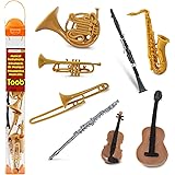 Safari Ltd Musical Instruments TOOB - Figurines: Trombone, Flute, Saxophone, Guitar, Violin, Horn, Trumpet, Clarinet - Educat