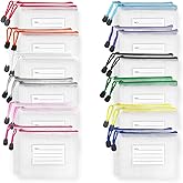 BOPART 24pcs Small Mesh Zipper Pouch 6.3x4.9 Inches Waterproof Zip Mesh Bags with Label Pocket for School Office Supplies & Cosmetics Travel Accessories