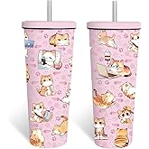 WWHSAI Cats Tumbler 24oz, Cat Lover Gifts Travel Stainless Steel Tumbler, Keeps Drinks Cold & Hot, Double Wall Vacuum Insulated Coffee Cup, Christmas Birthday Cat Themed Gifts for Cats Lovers Women