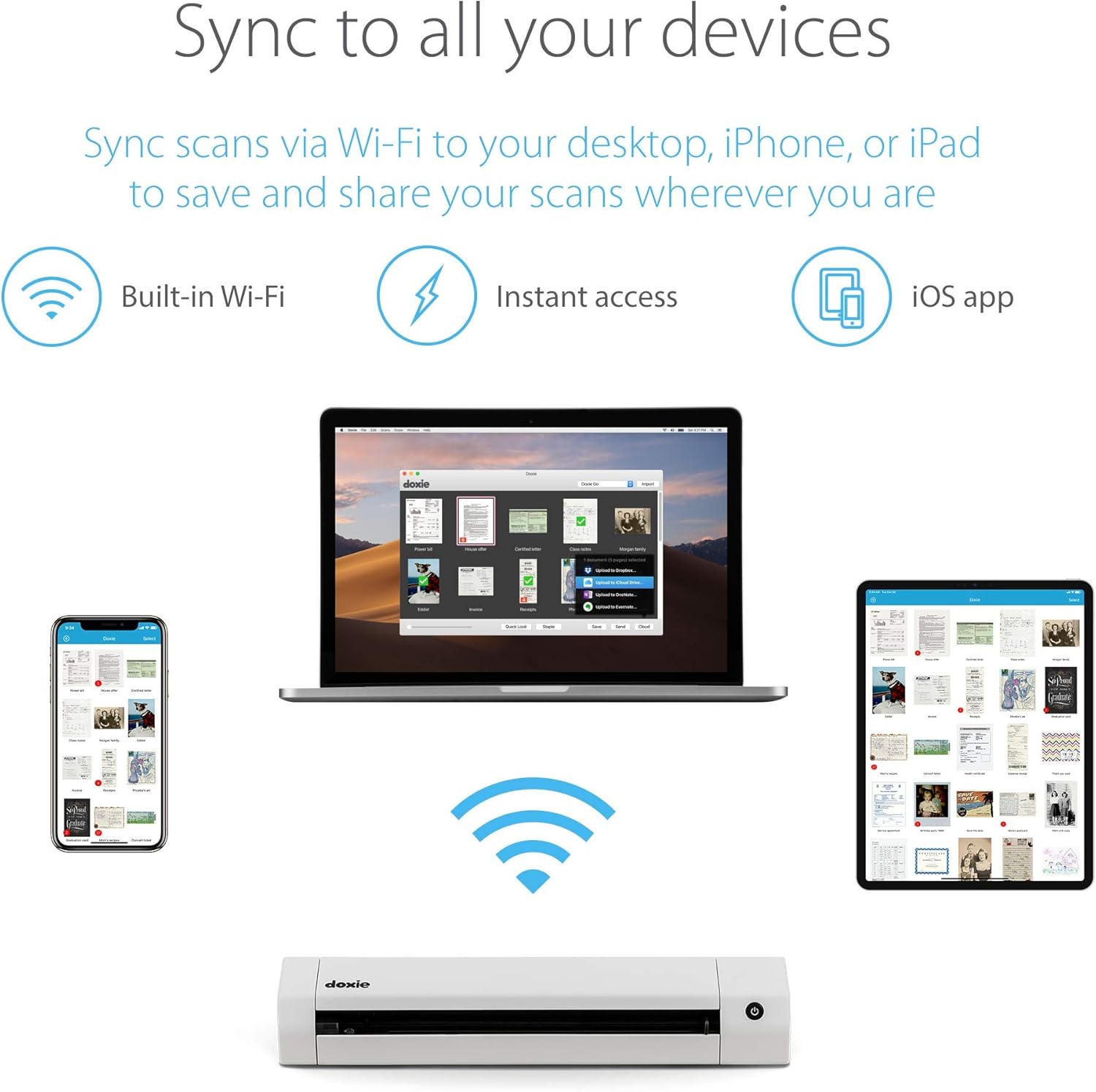 Doxie Go SE Wi-Fi - The Smarter Wi-Fi Scanner with Rechargeable Battery & Amazing Software : Office Products