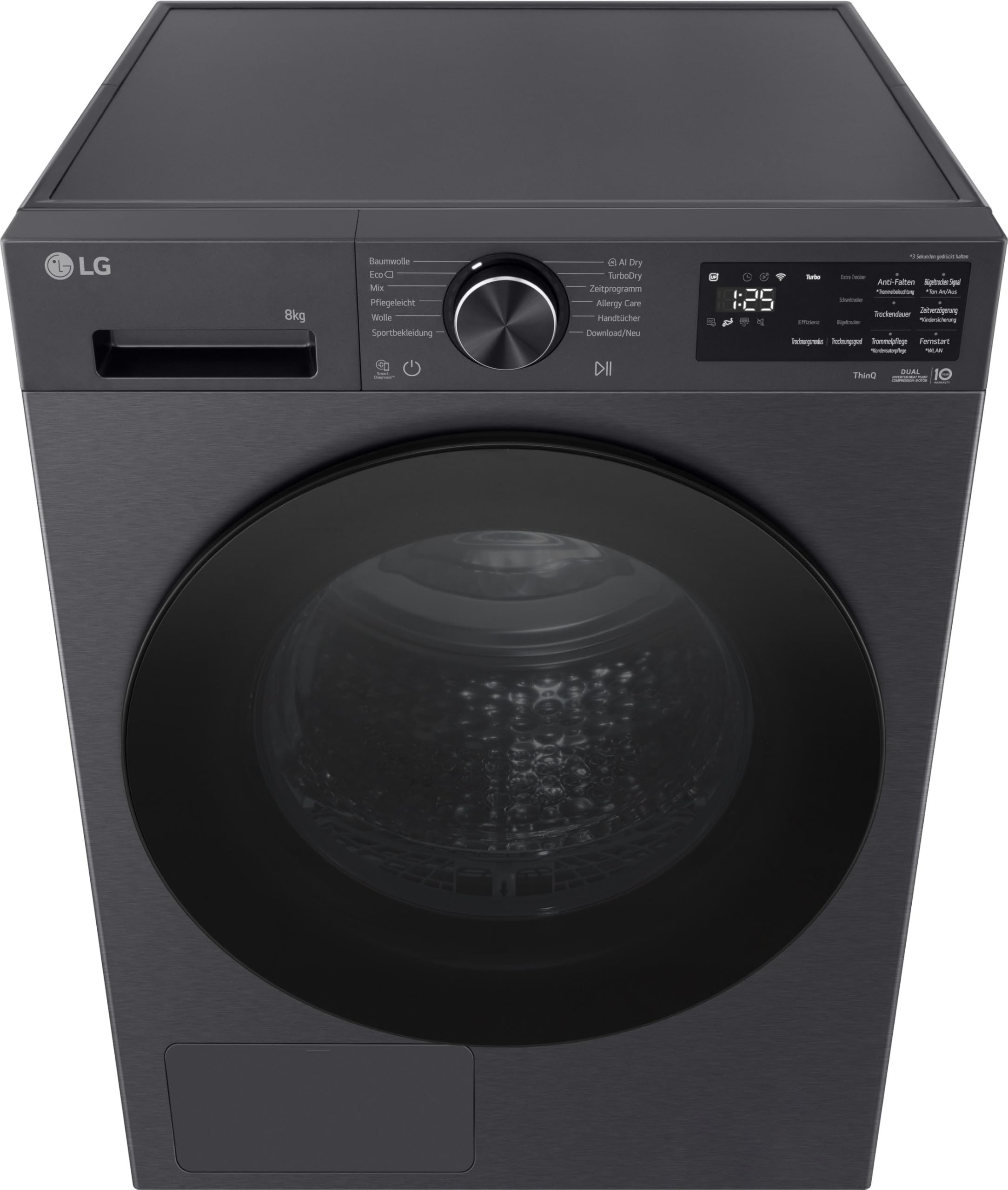 LG RT80X7B Wärmepumpen-Trockner (8 kg, Energieklasse B) mit AI Dry, Dual Inverter, TurboDry, selbstreinigender Kondensator, Schwarz 3