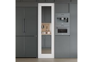 WIN STELLAR 24 x 80 Mirror Door Slab, Paintable Interior Glass Doors, for Living Room, Pantry, Laundry Room as Prehung, Pocket, Barn, French Doors, White Door with Mirror, The Other Side Solid Core White Panel