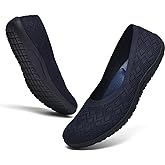 DEXJEWU Women's Wide Toe Box Flats Shoes Knit Ballet Flat Slip-on Dress Walking Comfort Shoes