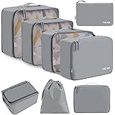 BAGAIL 8 Set Packing Cubes Luggage Packing Organizers for Travel Accessories-Pewter Color