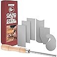 Fulton Cabinet Scraper Burnisher with 6 Piece Multi-Shaped Card Scraper Woodworking Set, 3 Rectangle 1 Beveled 1 Curved (Convex and Concave) and 1 Gooseneck Wood Scraper for Woodworking