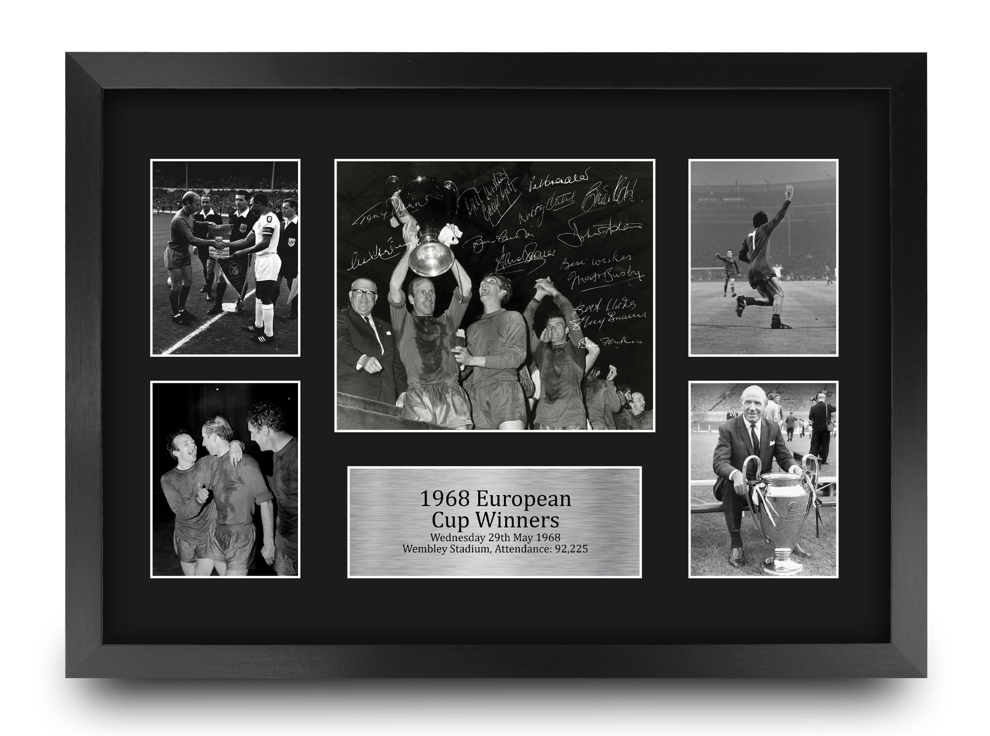 HWC Trading FR A3 1968 UEFA Euro Cup Winners Printed Memorabilia Signed Autograph Display for Football Fans and Supporters - A3 Framed