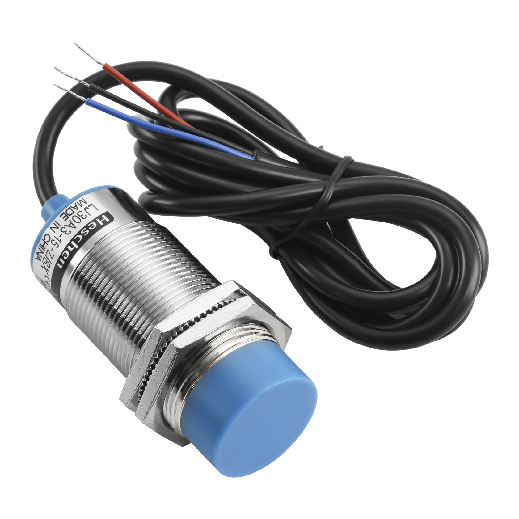 Heschen M30 Inductive Proximity Sensor Switch, Non-shield Type, LJ30A3-15-Z/BX, Detector 15mm, 10-30VDC 200mA, NPN Normally Open(NO), 3 Wire