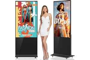 antfraer 55 Inch Digital Signage Kiosk, 4K LCD Floor Standing Digital Signage Player, 500 Nits High Brightness Commercial Totem Monitor with HDMI Support Interactive Advertising Kiosk Player