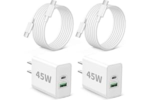 45W iPhone 17/17 Pro Max Charger Fast Charging, Dual Port GaN USB C Wall Charger Block Brick Cube and 6FT USBC Type-C Cable f