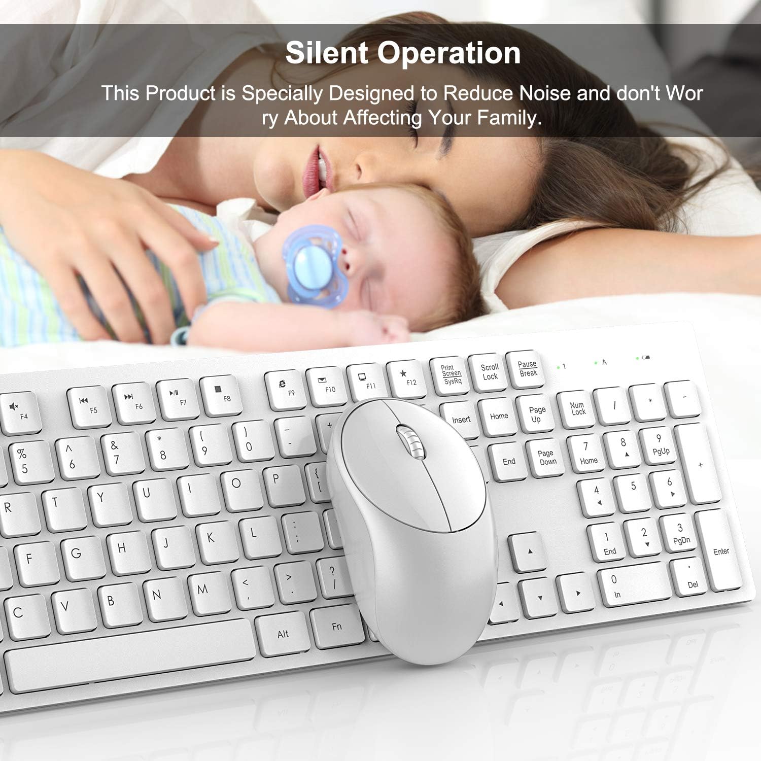 Wireless Keyboard and Mouse, WISFOX Full-Size Wireless Mouse and Keyboard Combo,2.4GHz Silent USB Wireless Keyboard Mouse Combo for PC Desktops Computer, Laptops, Windows: Computers & Accessories