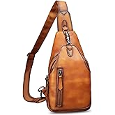 Genuine Leather Sling Bag for Women and Men Vintage Handmade Leather Sling Backpack Fashion Crossbody Bag Chest Purse