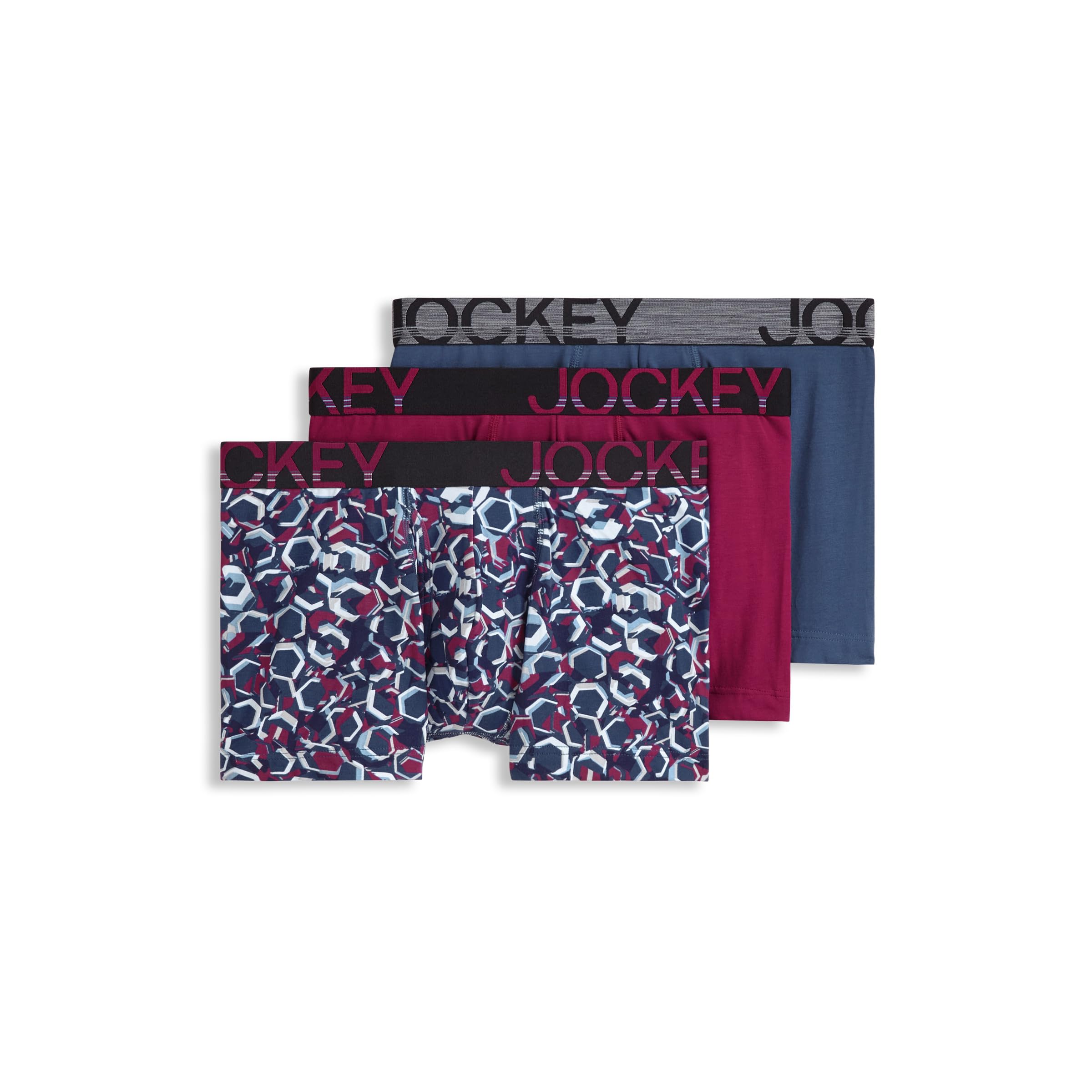 Jockey Men's Underwear ActiveStretch 4" Boxer Brief - 3 Pack, Nocturne Berry, XL Image