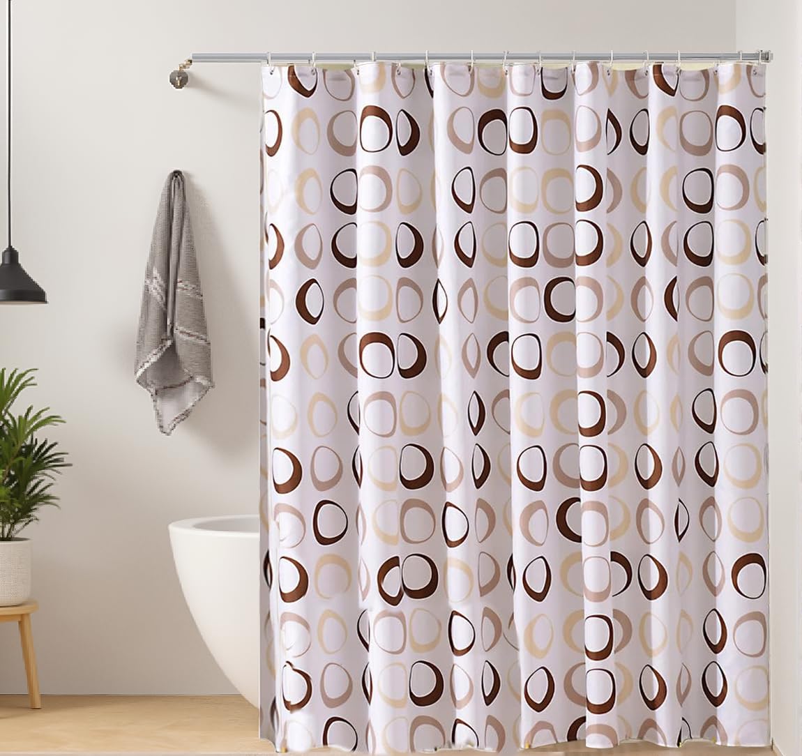 GONOVE Shower Curtain for Bathroom 240 x 200 cm Mildew Resistant Waterproof Polyester Fabric Geometric Shower Curtain Liner Long Washable Bath Curtain with Hooks, Weighted Hem