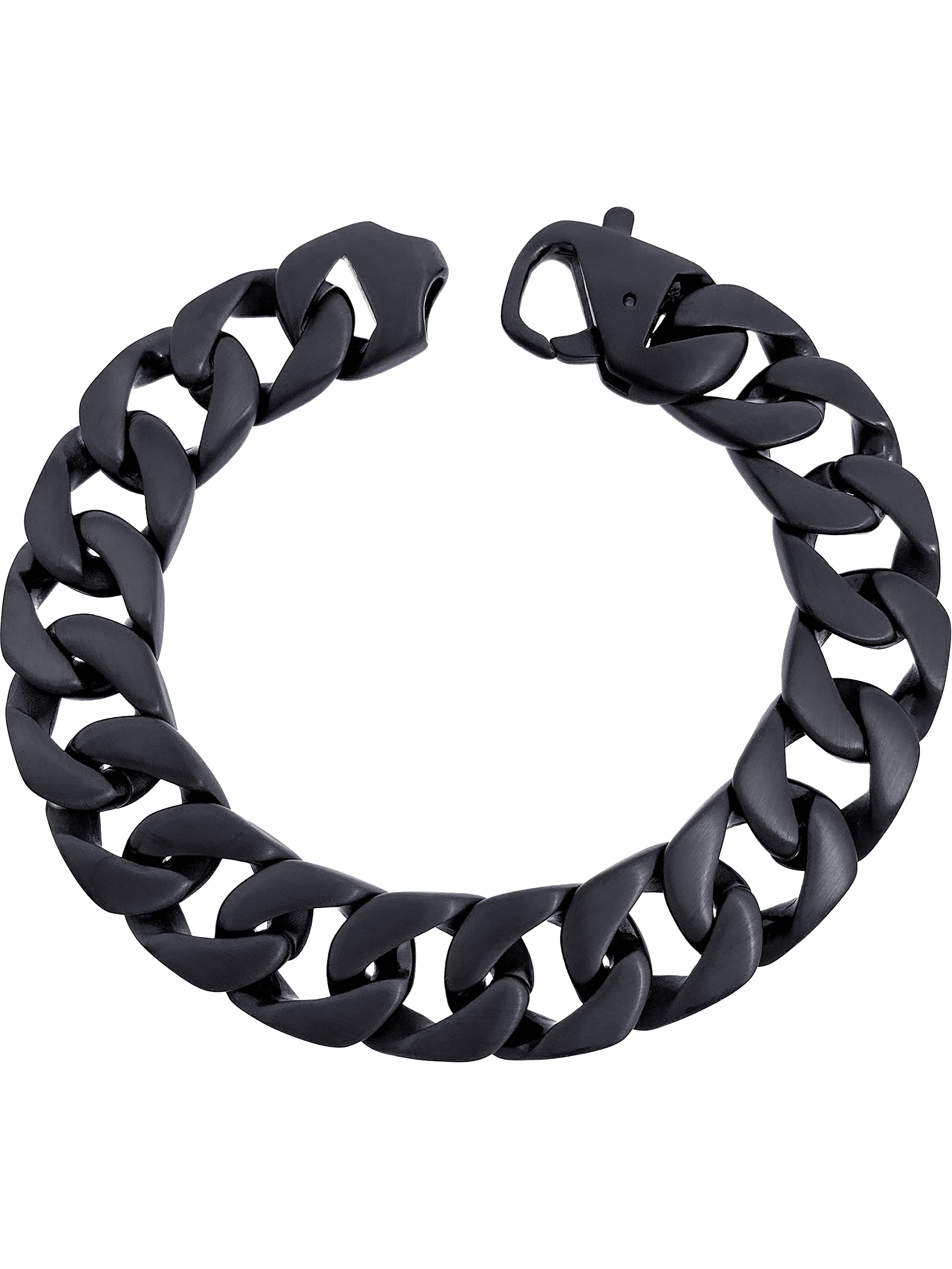 RUGGED STEEL Stainless Steel Bracelet 15mm Wide Link Bracelet ( Jewellery Box) black (matt)
