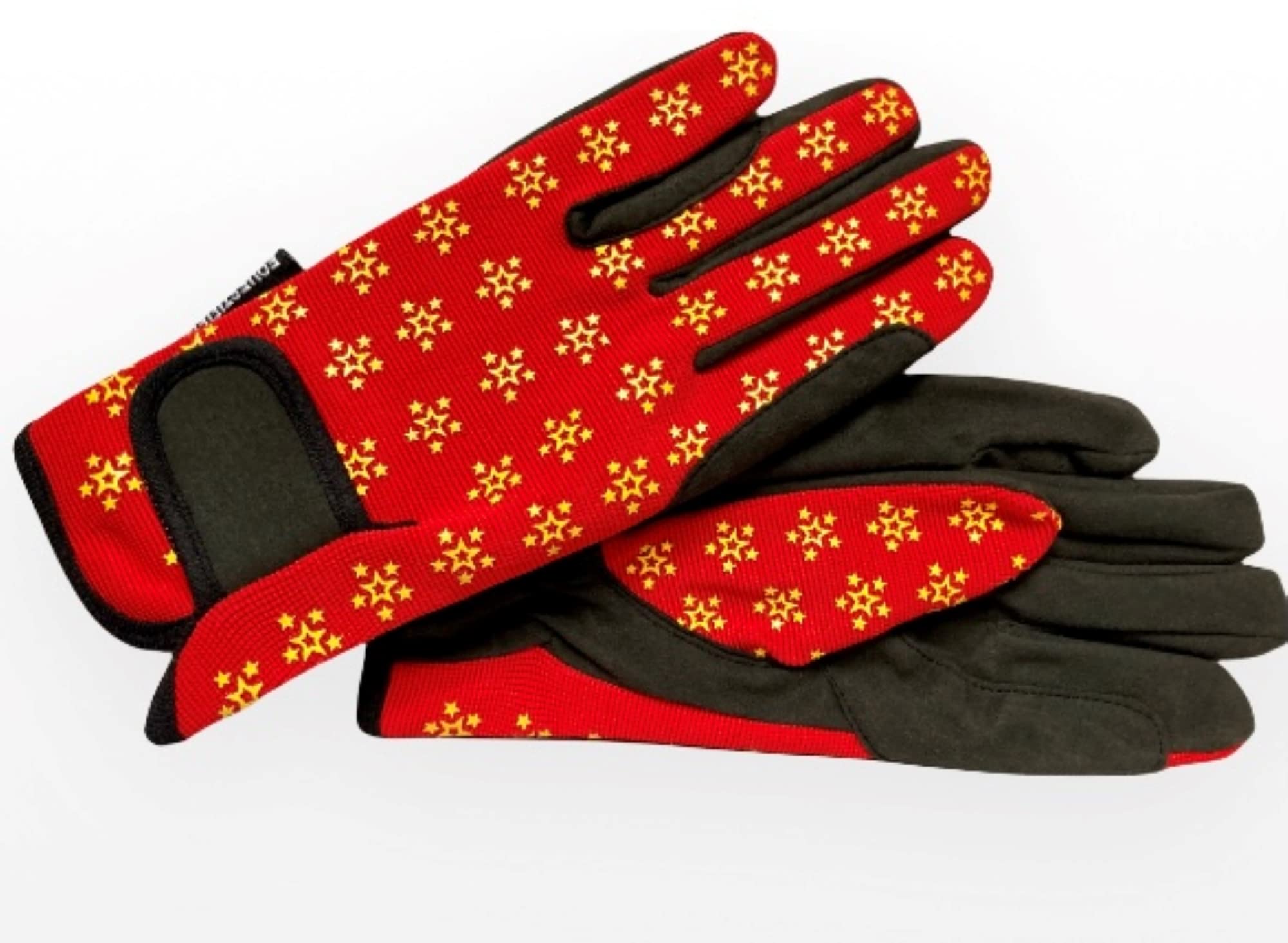 Equestified Youth Equestrian Gloves with STAR Design for Girls & Boys Children Gloves All Weather Outdoor Sports Gloves Horse Riding (8-10 Years, Red)