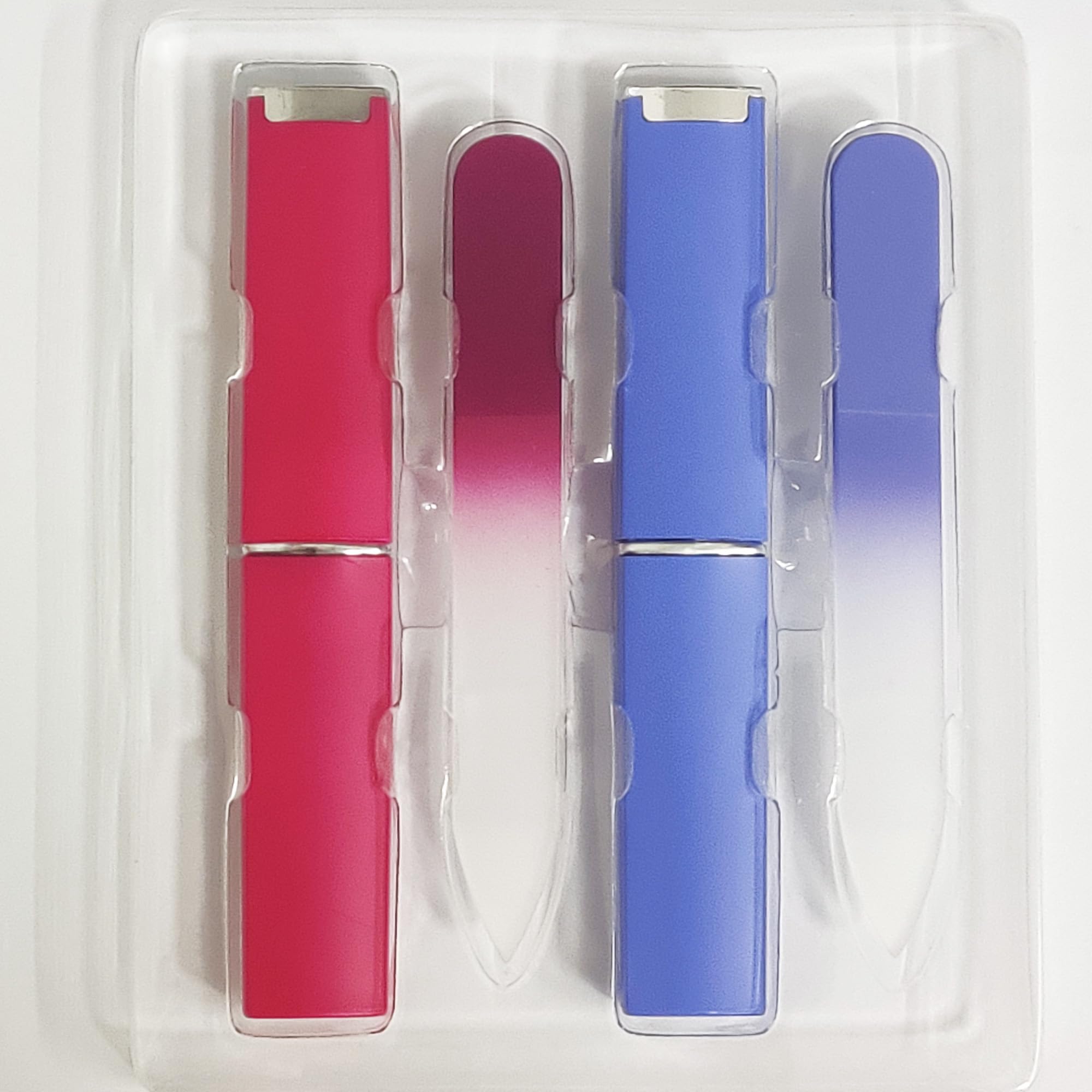 2-Pack Mini Glass Nail File with Case 2mm Thickness Small Crystal Files for Nature Nail Gentle Double-Sided Etched Fingernail Files for Travel Fine Grit Czech Glass Gifts Package Stocking Stuffers