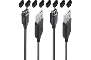 JIUJOJA Charger Cable Compatible with Garmin Watch - 3.93ft Length (2Pack) and 8Pcs Black Protector