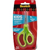 Scotch Kids Pointed Tip Scissors with Soft Touch, 5" (Colors may vary) | Stainless Steel Blades For Classroom Crafts