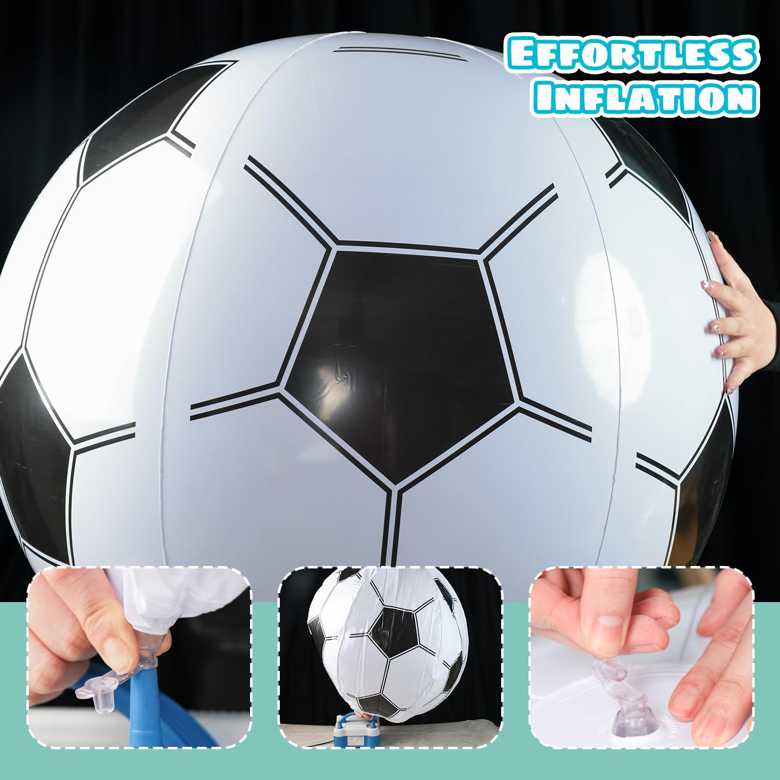 Shindel 27-Inch Giant Inflatable Soccer Ball - Soccer Themed Party Decor & Beach Pool Games, Heavy-Duty Without BPA Vinyl Ball for Outdoor Sports, Backyard, Lake & Birthday Activities
