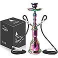 REANICE 17.7" Trendy Electroplating Water Hookah Set with 2 Hose and Modern Shisha Accessories (Colorful) …