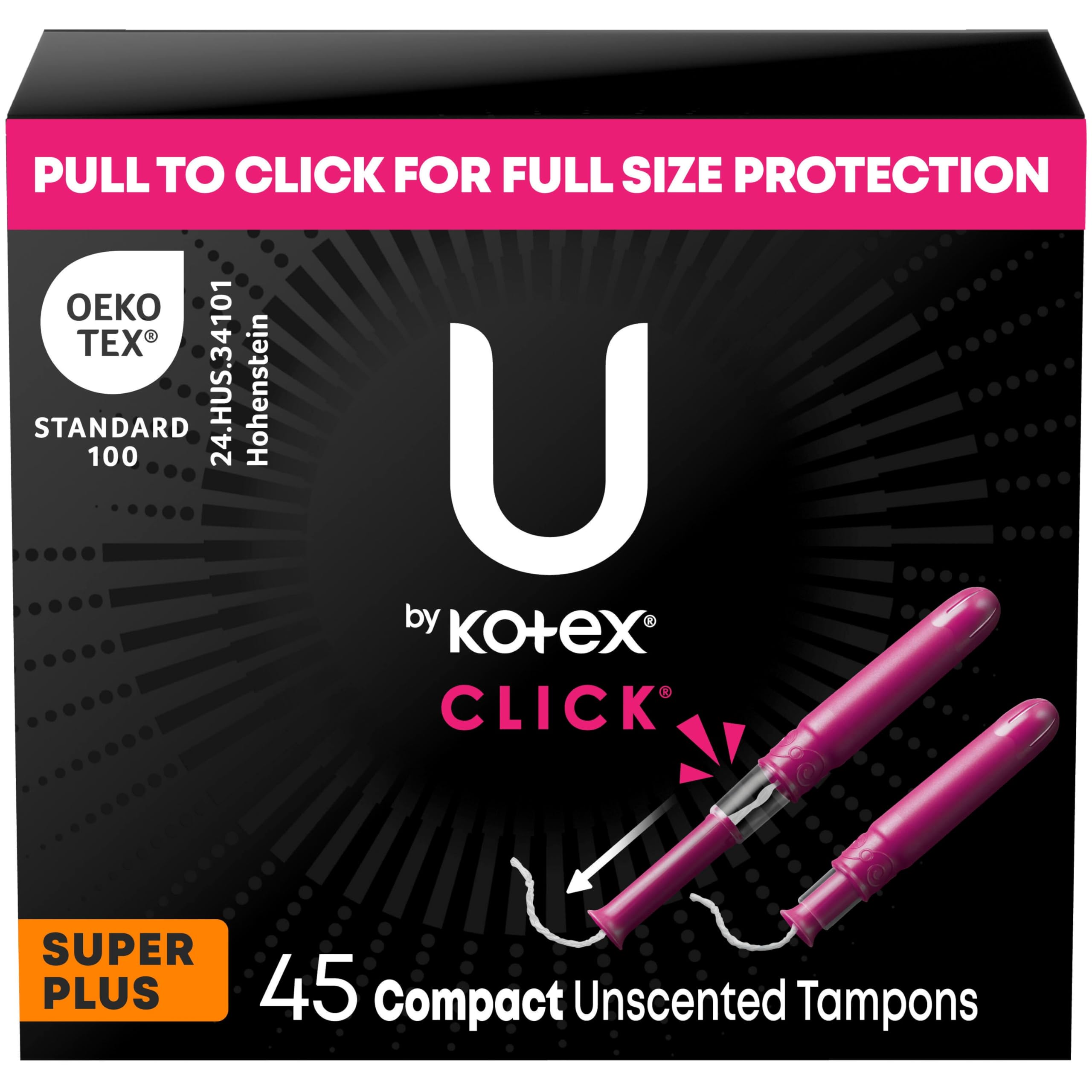 Photo 1 of U by Kotex Tampons, Click Compact, Super Plus Absorbency, Unscented, 45 Count
