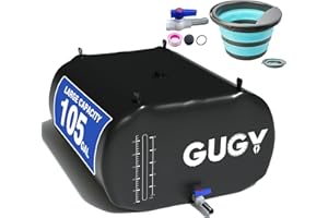 GUGY Portable 105 Gallon Water Bladder for Truck Bed,Carrier Cart Large Water Bob Bathtub Emergency Water Bladder for Outdoor RV & Car Camping,Water Storage Bladder with Spigot,Overflow Kit-Black 400L