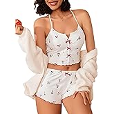 Avidlove Cami Short Set for Women Sexy 2 Piece PJ Sets Ribbed Lingerie Sleepwear Set Cute Nightwear with Bow