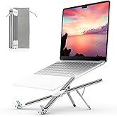 OMOTON LA15 Foldable & Portable Laptop Stand for Desk, [360° Support Feet+Lightweight] Tablet Stand for Desk and Travel, 6 Level Height Ergonomic Aluminum Computer Holder for 10-16" Laptops